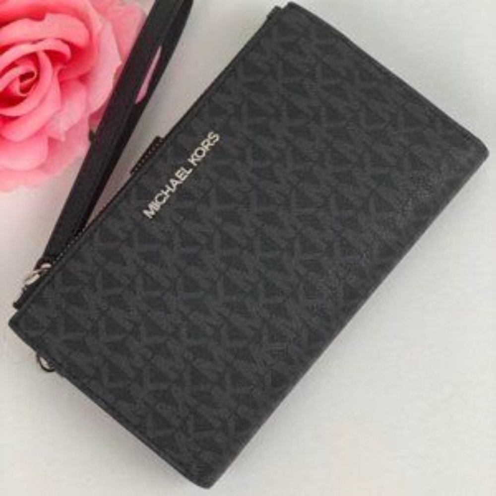 ❤️Michael Kors DoubleZip Wallet Wristlet Sig Black - Picture 7 of 8